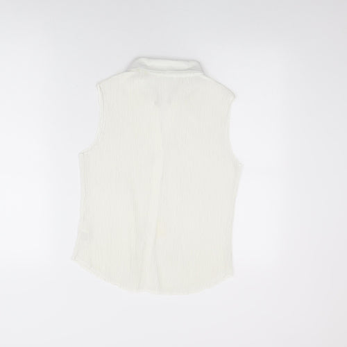 Marks and Spencer Womens White Polyester Basic Button-Up Size 14 Collared