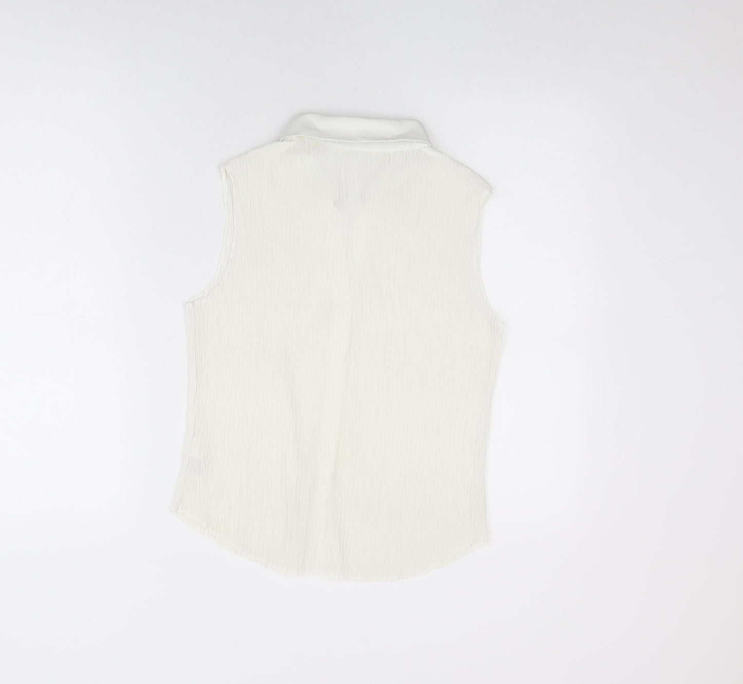 Marks and Spencer Womens White Polyester Basic Button-Up Size 14 Collared