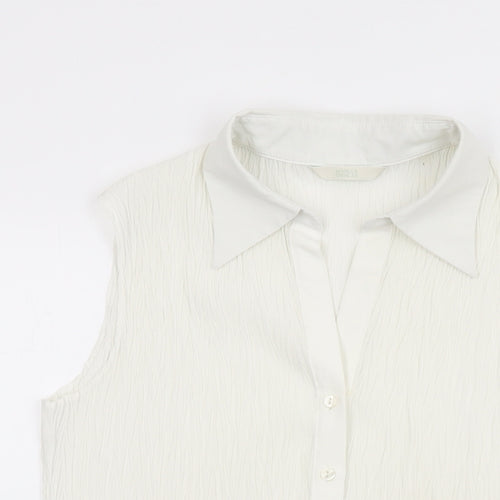 Marks and Spencer Womens White Polyester Basic Button-Up Size 14 Collared