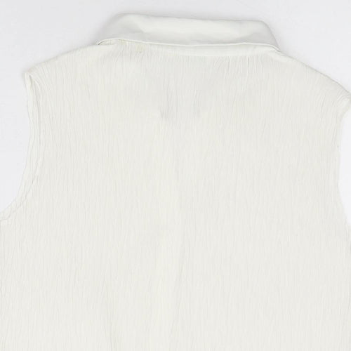 Marks and Spencer Womens White Polyester Basic Button-Up Size 14 Collared