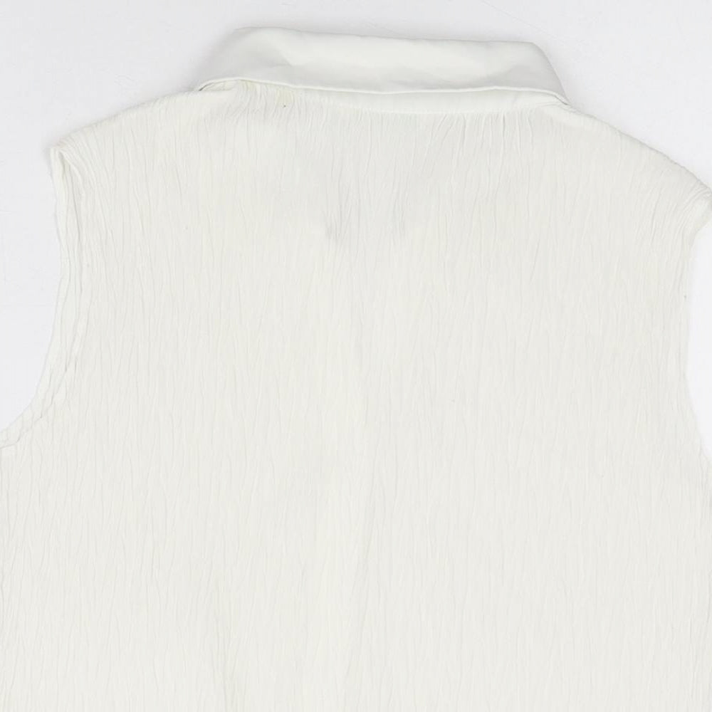 Marks and Spencer Womens White Polyester Basic Button-Up Size 14 Collared