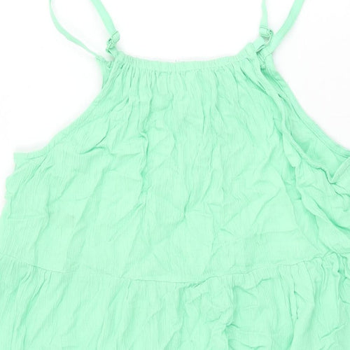 Marks and Spencer Girls Green Viscose Shift Size 15-16 Years Round Neck Pullover