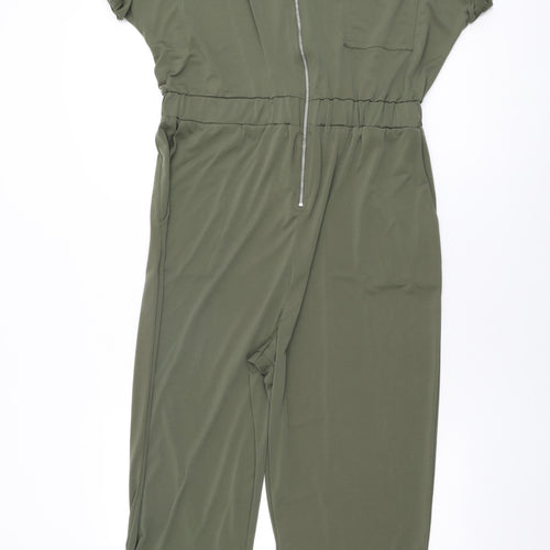 Wallis Womens Green Polyester Jumpsuit One-Piece Size 12 L31 in Zip