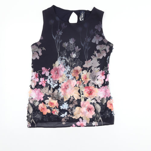NEXT Womens Blue Floral Viscose Basic Blouse Size 10 Round Neck