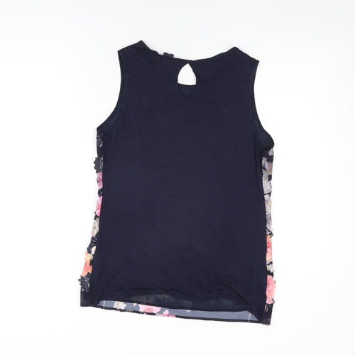 NEXT Womens Blue Floral Viscose Basic Blouse Size 10 Round Neck