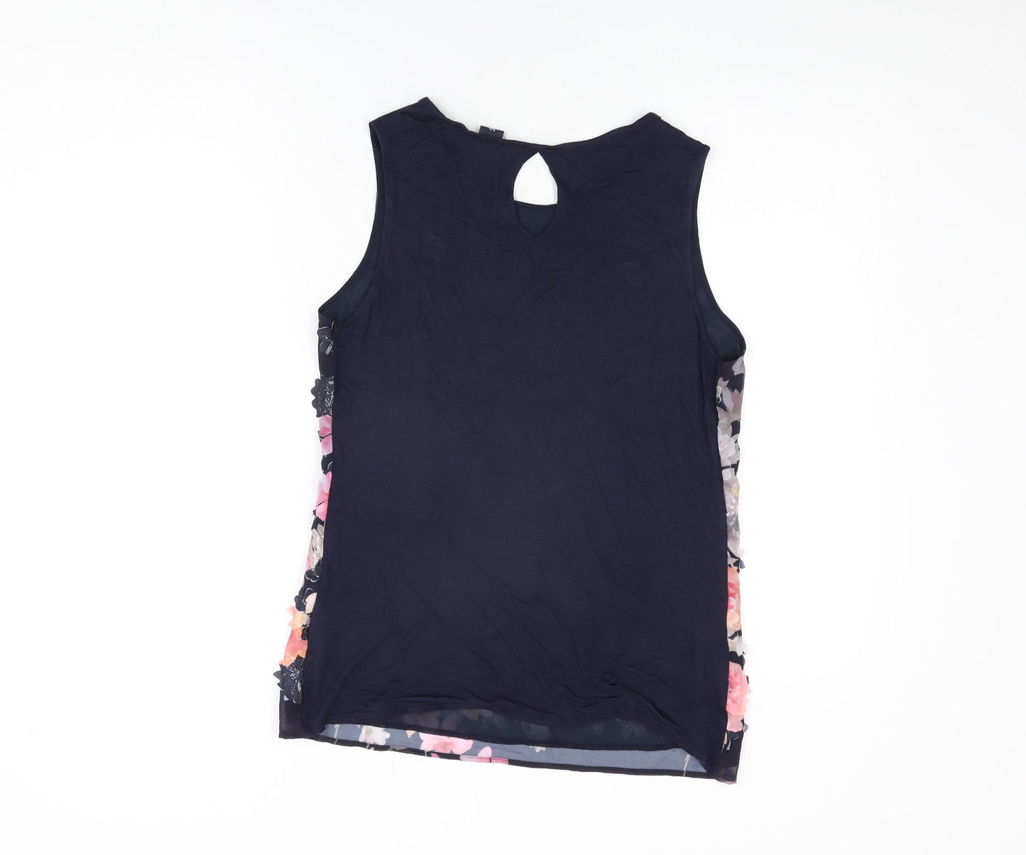 NEXT Womens Blue Floral Viscose Basic Blouse Size 10 Round Neck