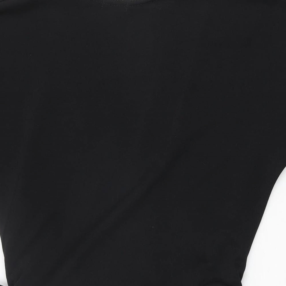Boohoo Womens Black Polyester Wrap Dress Size 12 V-Neck Tie