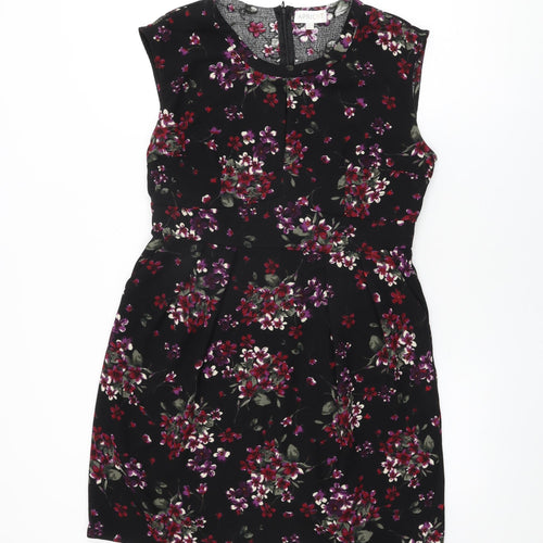 Apricot Womens Black Floral Polyester Bodycon Size 14 Round Neck Zip