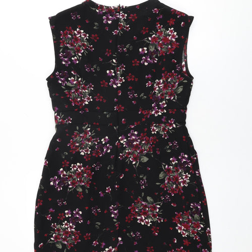 Apricot Womens Black Floral Polyester Bodycon Size 14 Round Neck Zip