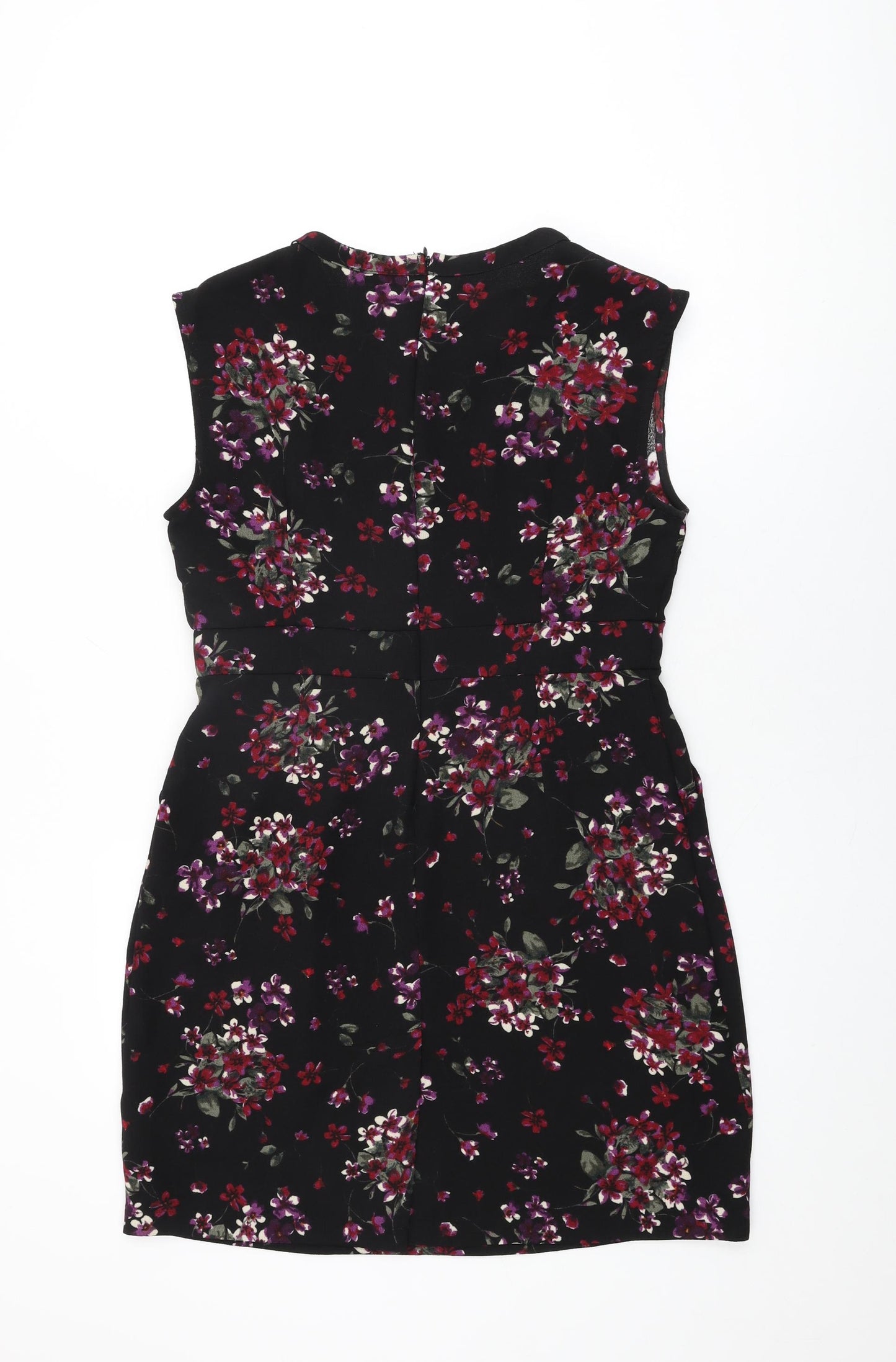 Apricot Womens Black Floral Polyester Bodycon Size 14 Round Neck Zip