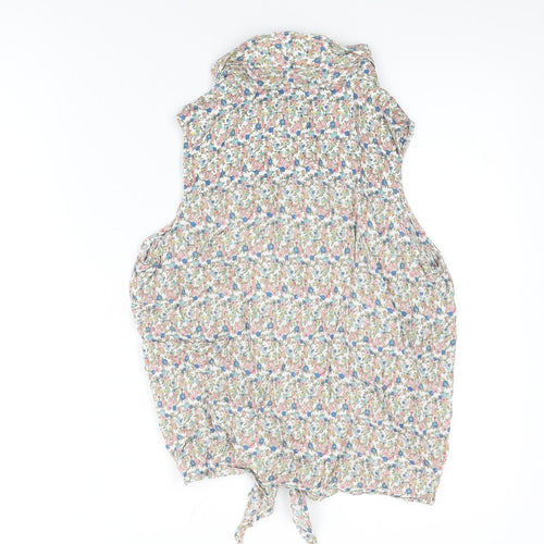 Avenue Womens White Floral Viscose Basic Button-Up Size 12 Collared