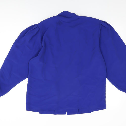 Country Casuals Womens Blue Polyester Basic Button-Up Size 14 Round Neck