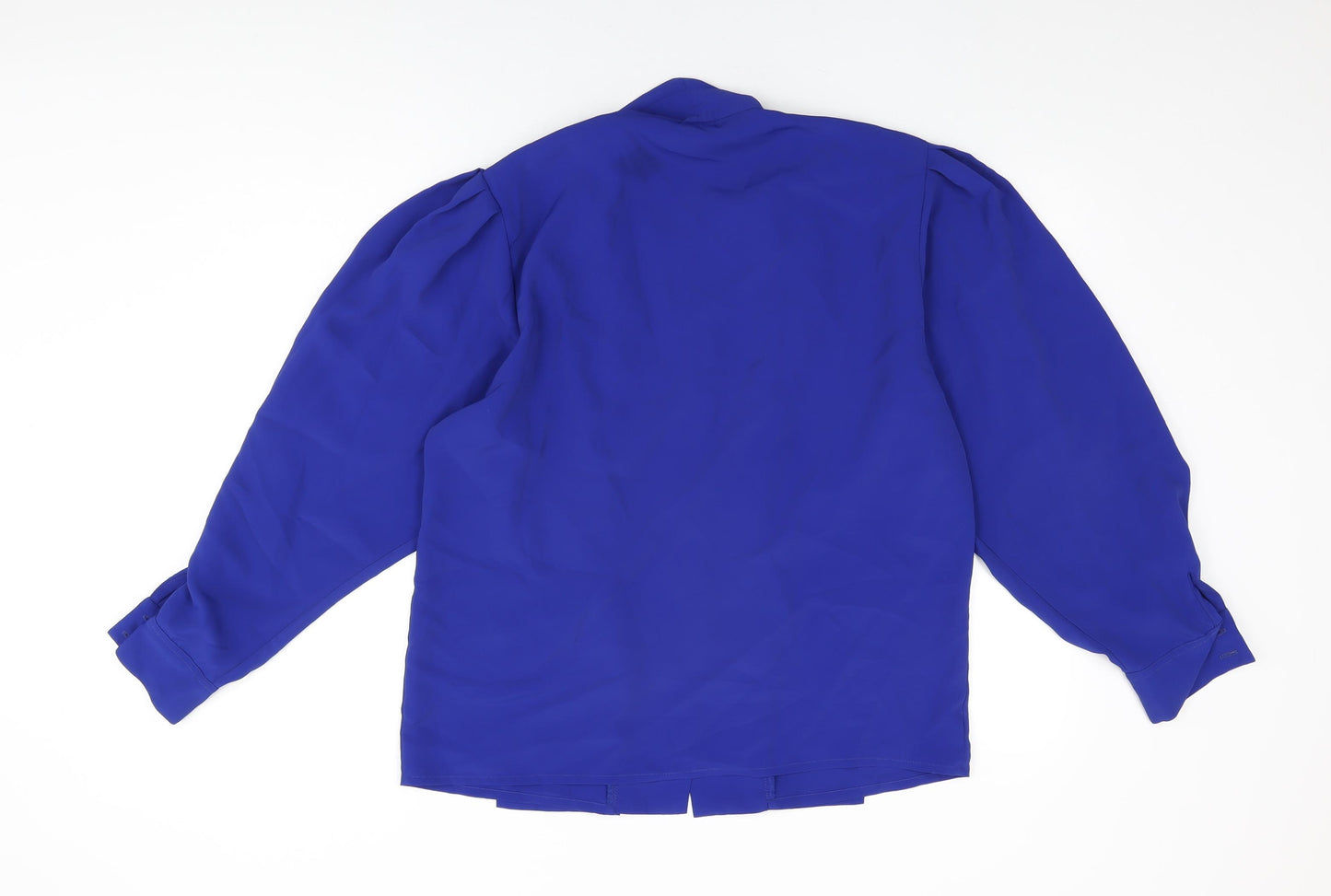 Country Casuals Womens Blue Polyester Basic Button-Up Size 14 Round Neck