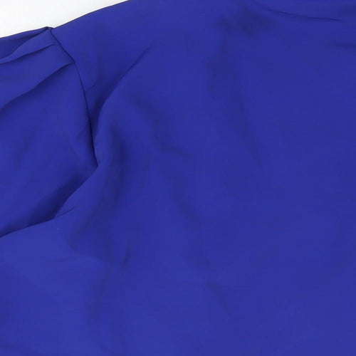 Country Casuals Womens Blue Polyester Basic Button-Up Size 14 Round Neck