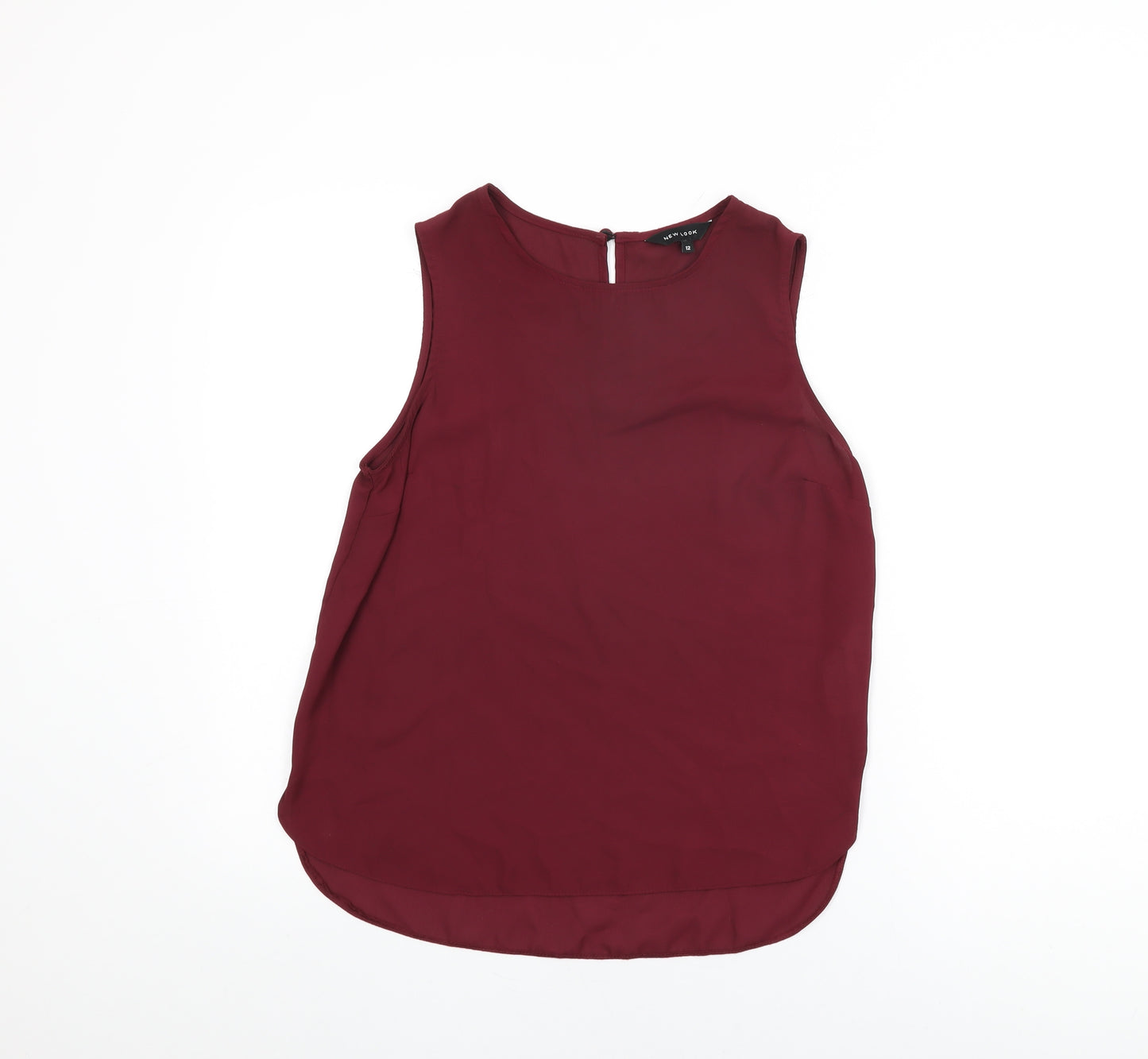 New Look Womens Red Polyester Basic T-Shirt Size 12 Round Neck