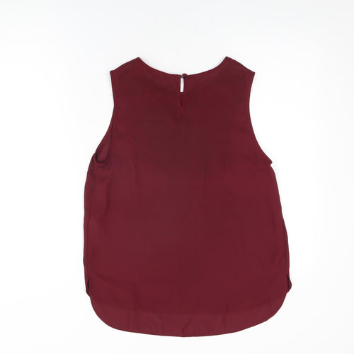 New Look Womens Red Polyester Basic T-Shirt Size 12 Round Neck