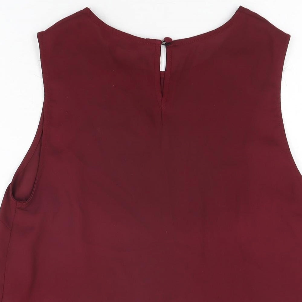 New Look Womens Red Polyester Basic T-Shirt Size 12 Round Neck