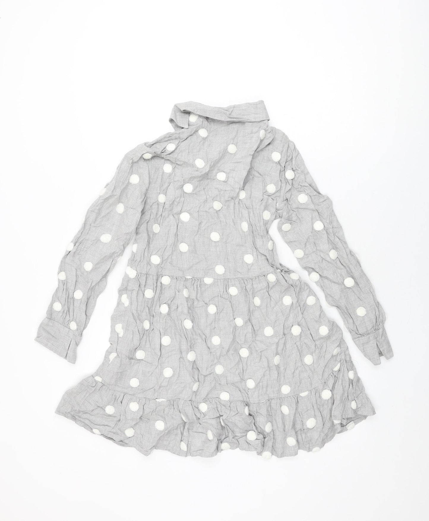 Zara Womens Grey Polka Dot Viscose Shift Size XS Collared Pullover