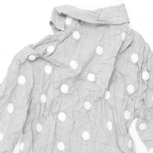 Zara Womens Grey Polka Dot Viscose Shift Size XS Collared Pullover
