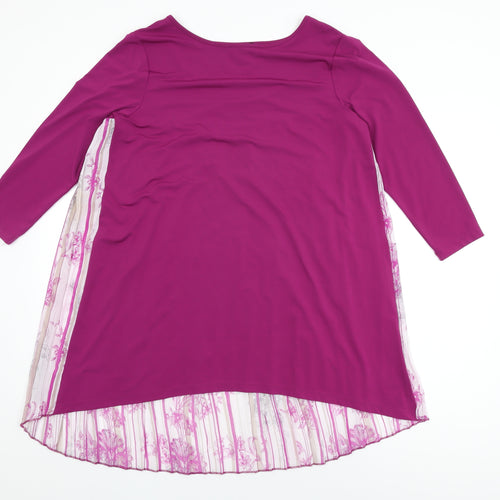 Attitudes Womens Purple Polyester Basic T-Shirt Size M Round Neck