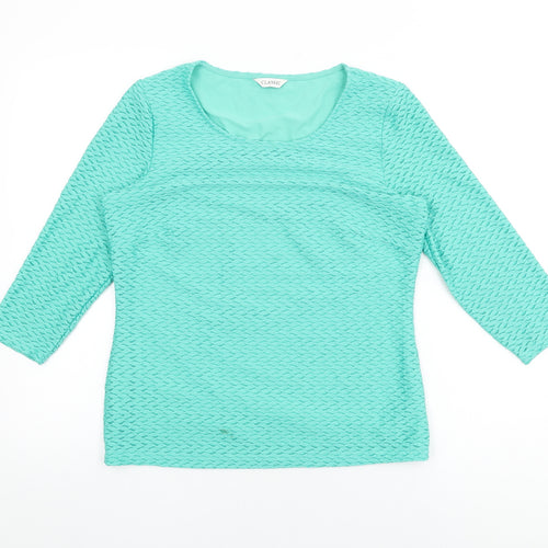 Marks and Spencer Womens Green Polyester Basic T-Shirt Size 10 Round Neck