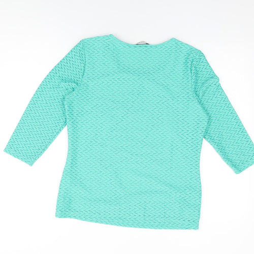 Marks and Spencer Womens Green Polyester Basic T-Shirt Size 10 Round Neck