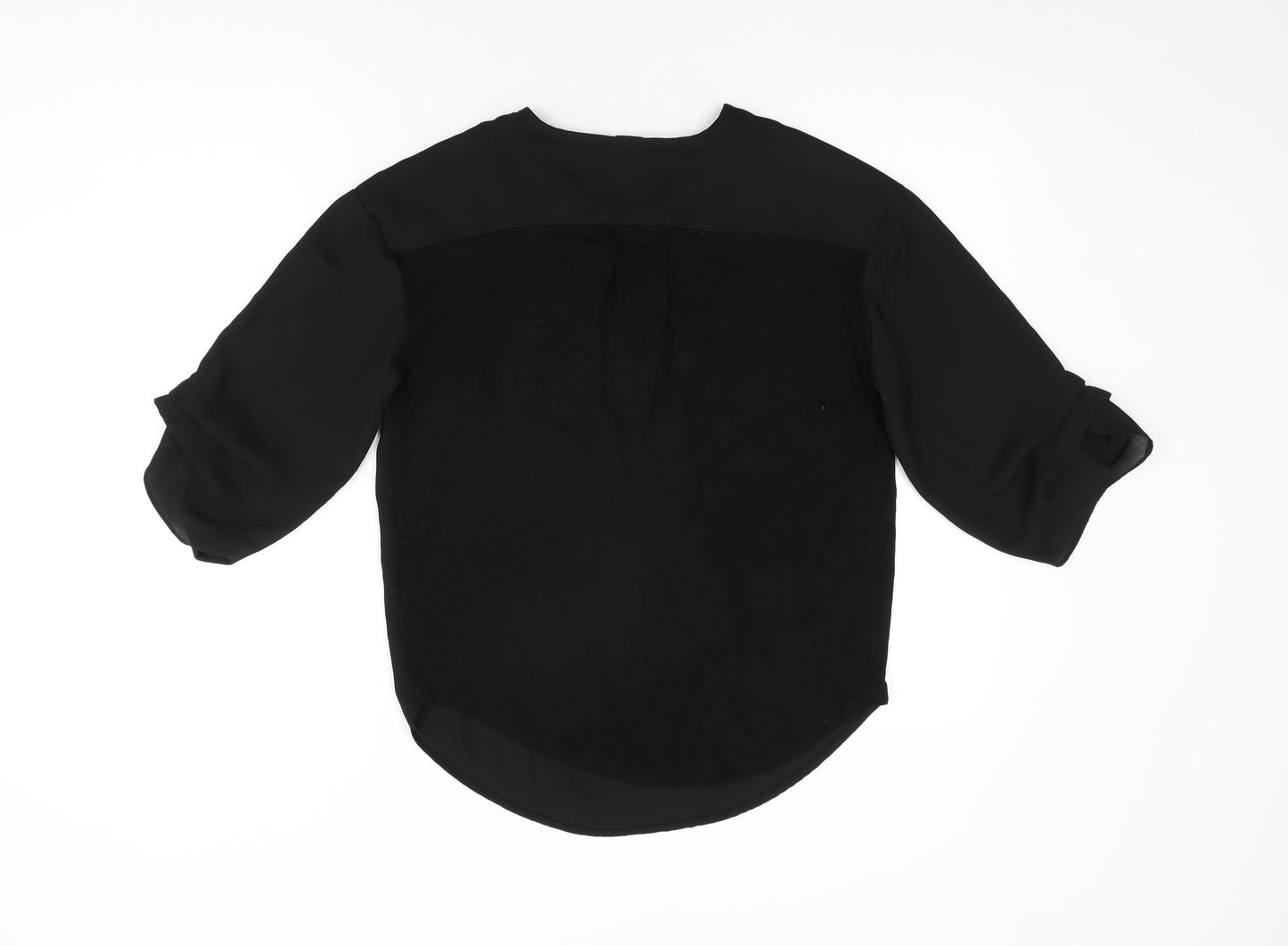 Christian Siriano Womens Black Polyester Basic Blouse Size S V-Neck