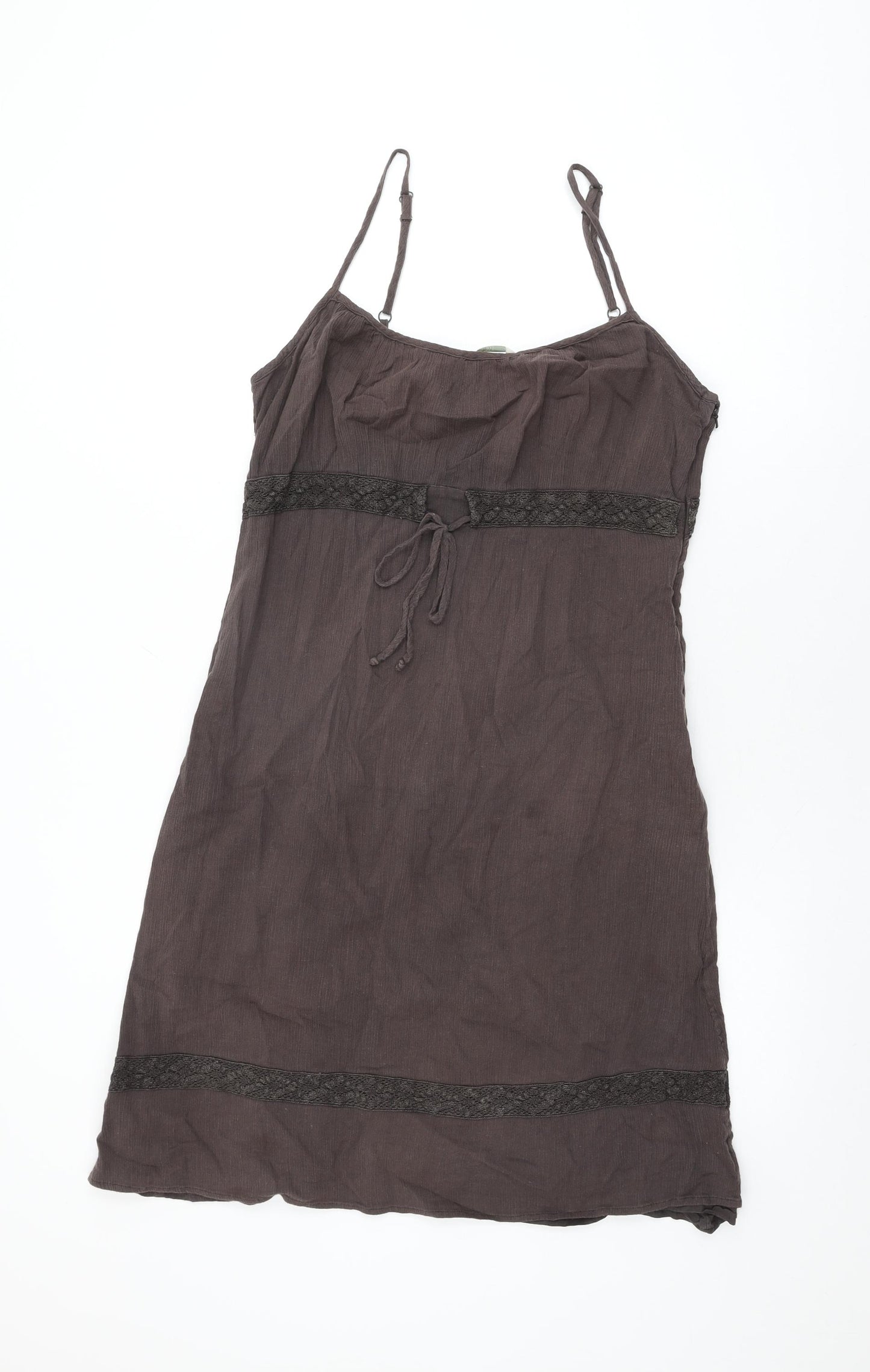 Marks and Spencer Womens Brown Cotton Shift Size 16 Round Neck Zip