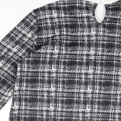 Dorothy Perkins Womens Black Geometric Polyester Basic T-Shirt Size 8 Collared