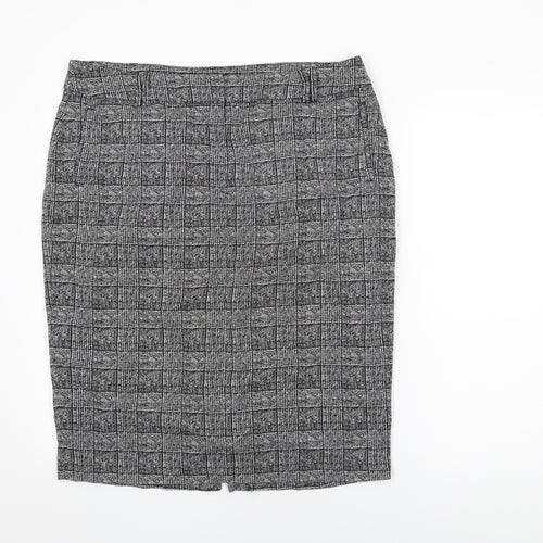 Marks and Spencer Womens Grey Geometric Polyester Straight & Pencil Skirt Size 18 Zip