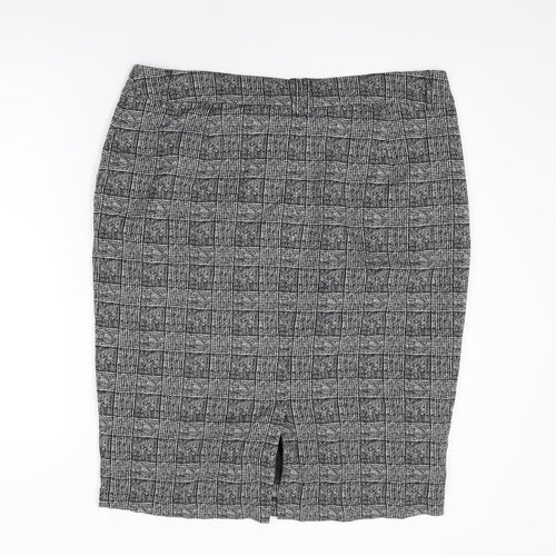 Marks and Spencer Womens Grey Geometric Polyester Straight & Pencil Skirt Size 18 Zip