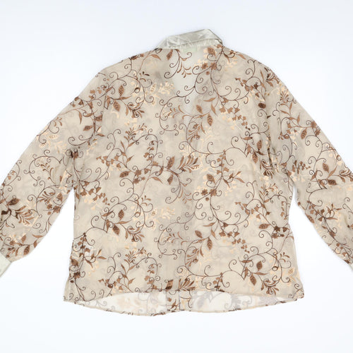 Marks and Spencer Womens Beige Floral Polyester Basic Button-Up Size 20 Collared