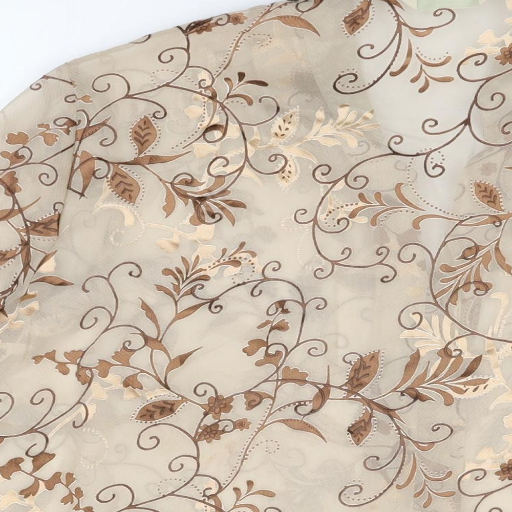Marks and Spencer Womens Beige Floral Polyester Basic Button-Up Size 20 Collared