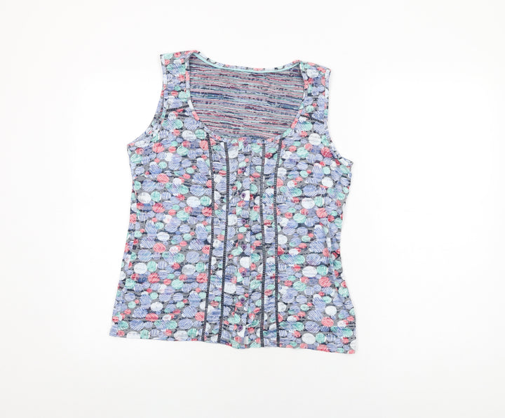 Per Una Womens Grey Geometric Cotton Basic Button-Up Size 12 Round Neck