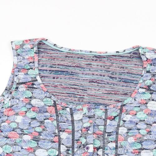 Per Una Womens Grey Geometric Cotton Basic Button-Up Size 12 Round Neck