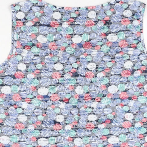 Per Una Womens Grey Geometric Cotton Basic Button-Up Size 12 Round Neck