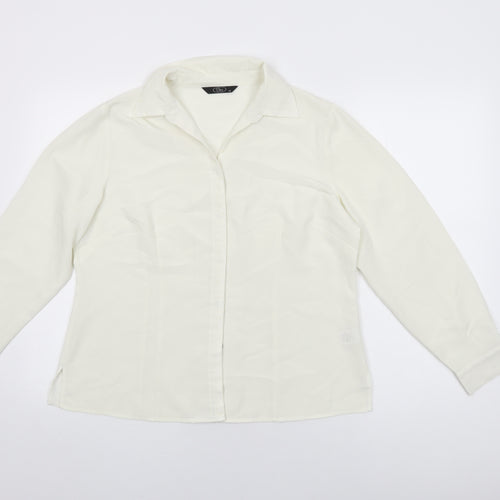 BM Collection Womens Ivory Polyester Basic Button-Up Size 16 Collared