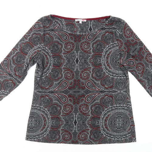 Per Una Womens Grey Paisley Polyester Basic T-Shirt Size 16 Boat Neck