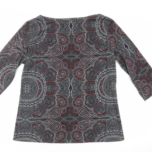 Per Una Womens Grey Paisley Polyester Basic T-Shirt Size 16 Boat Neck