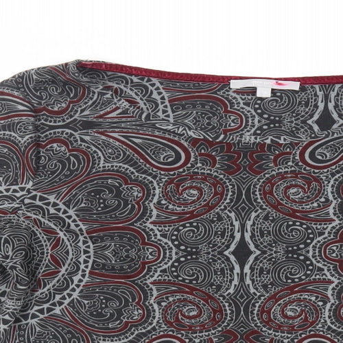 Per Una Womens Grey Paisley Polyester Basic T-Shirt Size 16 Boat Neck