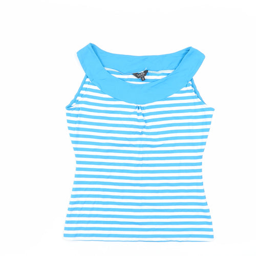 SAVIDA Womens Blue Striped Polyamide Basic Tank Size 12 Boat Neck