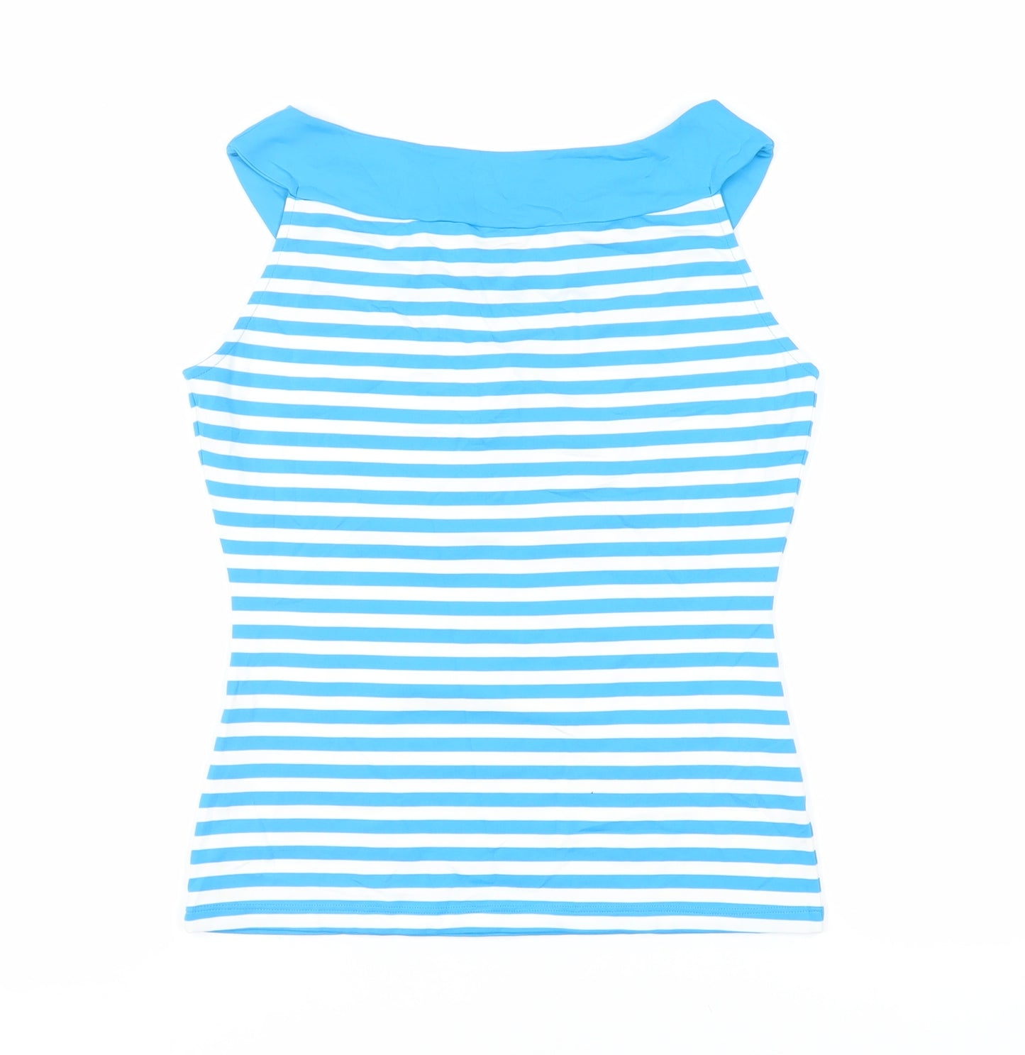 SAVIDA Womens Blue Striped Polyamide Basic Tank Size 12 Boat Neck