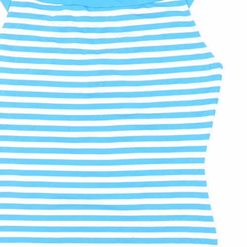 SAVIDA Womens Blue Striped Polyamide Basic Tank Size 12 Boat Neck