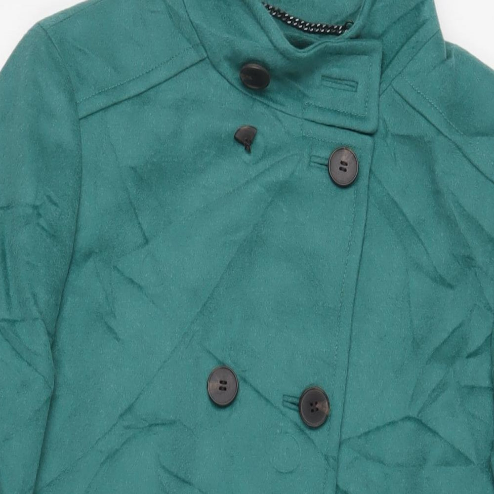 Jaeger Womens Green Pea Coat Coat Size 16 Button