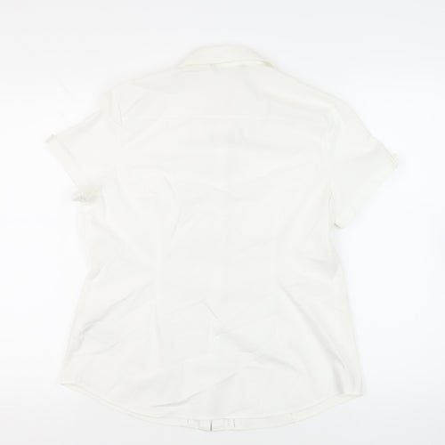 Marks and Spencer Womens White Polyester Basic Button-Up Size 14 Collared
