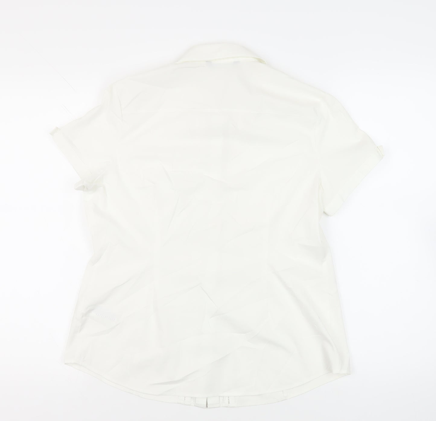 Marks and Spencer Womens White Polyester Basic Button-Up Size 14 Collared