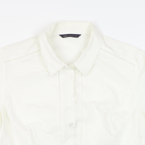 Marks and Spencer Womens White Polyester Basic Button-Up Size 14 Collared