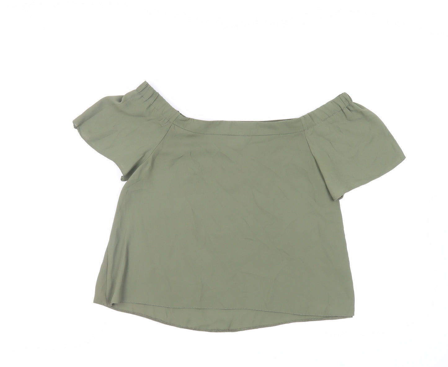 New Look Womens Green Polyester Basic Blouse Size 8 Off the Shoulder