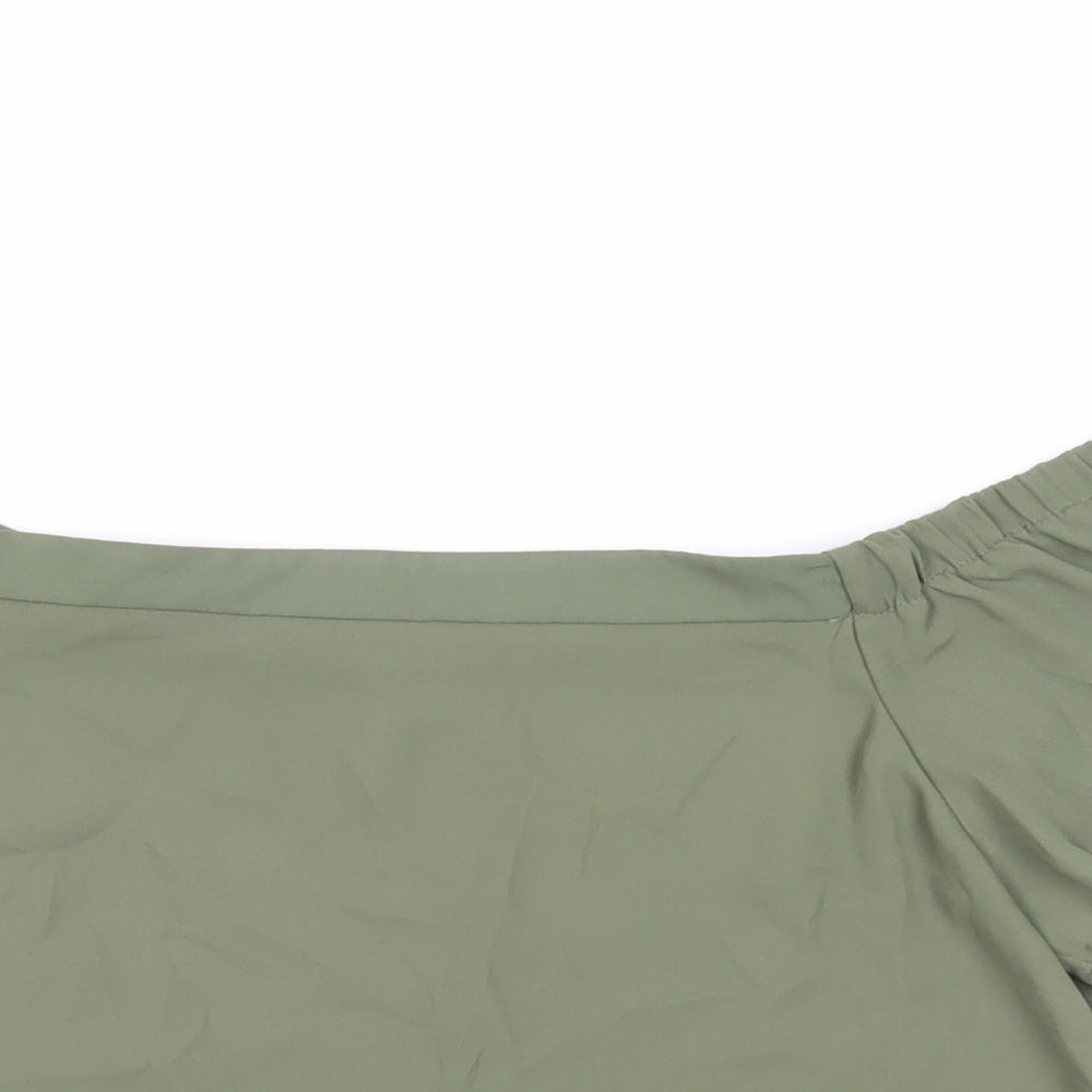 New Look Womens Green Polyester Basic Blouse Size 8 Off the Shoulder