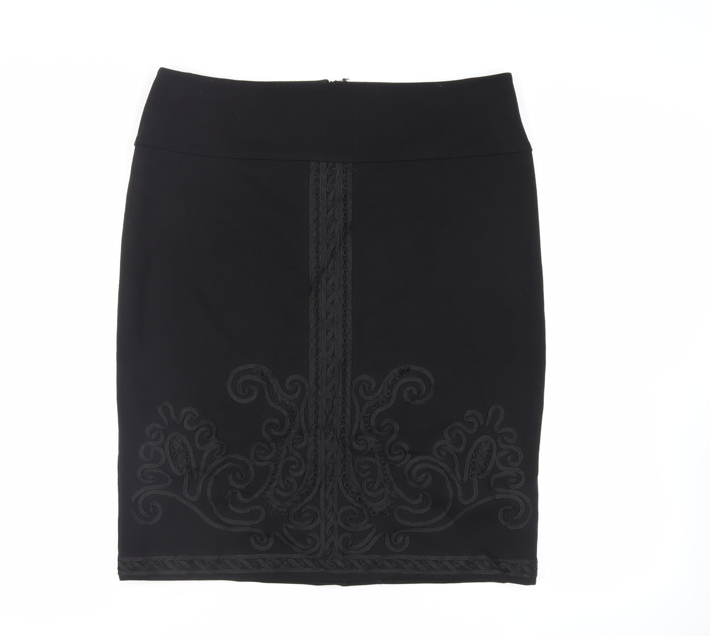 Linea Womens Black Polyester Straight & Pencil Skirt Size 18 Zip - Embroidered